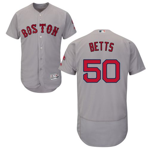 Red Sox #50 Mookie Betts Grey Flexbase Authentic Collection Stitched MLB Jersey - Click Image to Close